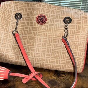Anne Klein Tan and Red Shoulder Bag